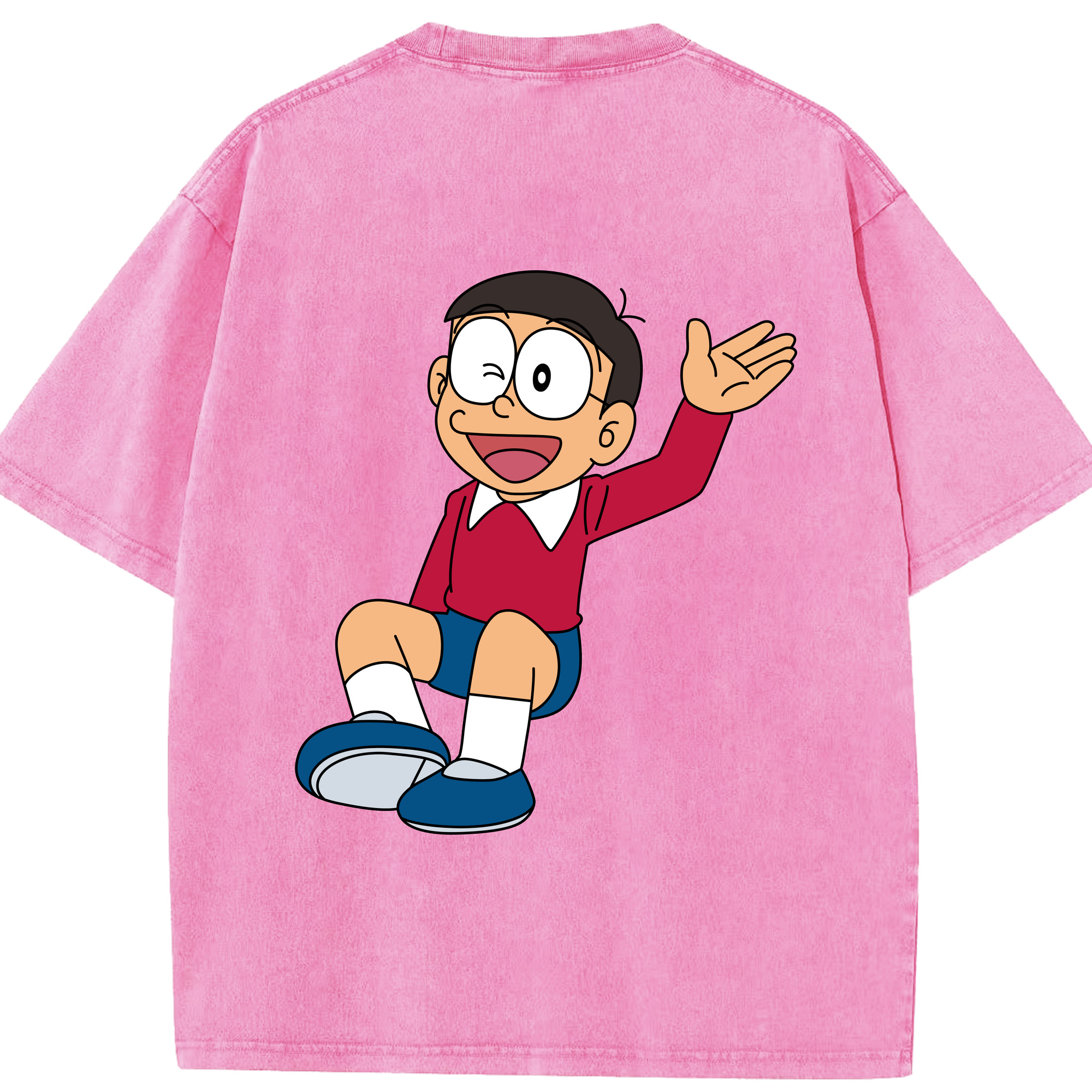 （画像用） ドラえもん 野比 のび太 Doraemon Nobita Nobi 綿100% ヴィンテージ風 半袖Tシャツ（背面プリント）